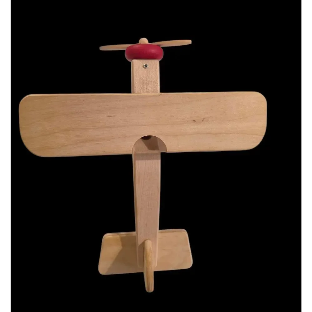 Wooden Handmade Biplane Vintage Style Folk Art
